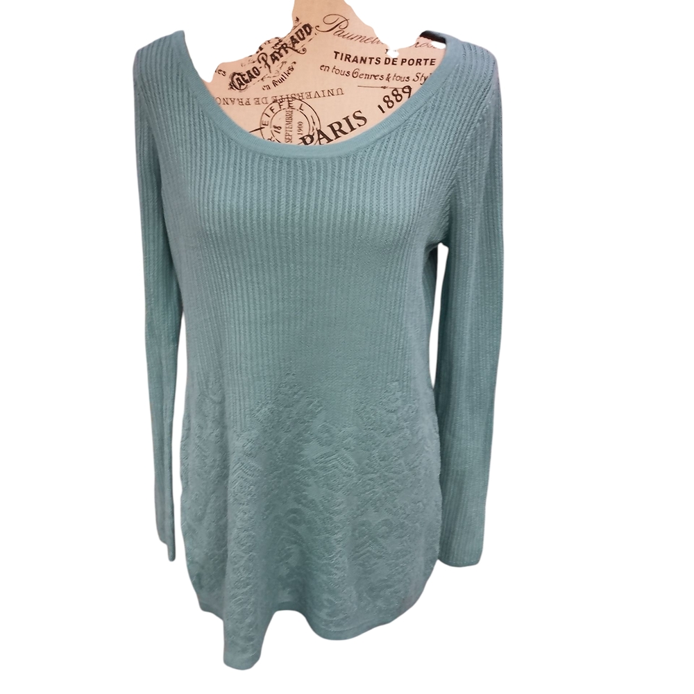 Soft Surroundings Teal Crew Neck Sweater - Picture 6 of 7